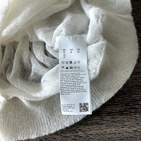 NWT BOSS Lucid White Mohair-Wool V-Neck Sweater Vest Size Medium Sheer Knit - Picture 13 of 16